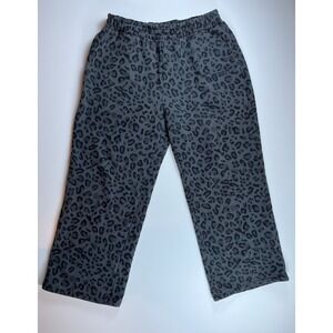 Comfrt Grey Leopard Print Sweatpants XL Elastic Waist Wide Leg Fleece Joggers